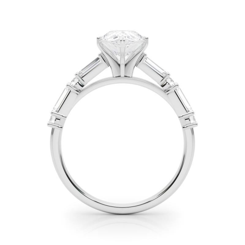 GIA 1.00ct Pear Round & Baguette Channel Band  Diamond Ring In New Condition For Sale In New York, NY