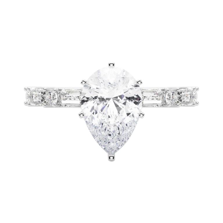 GIA 1.00ct Pear Round & Baguette Channel Band  Bague en diamant