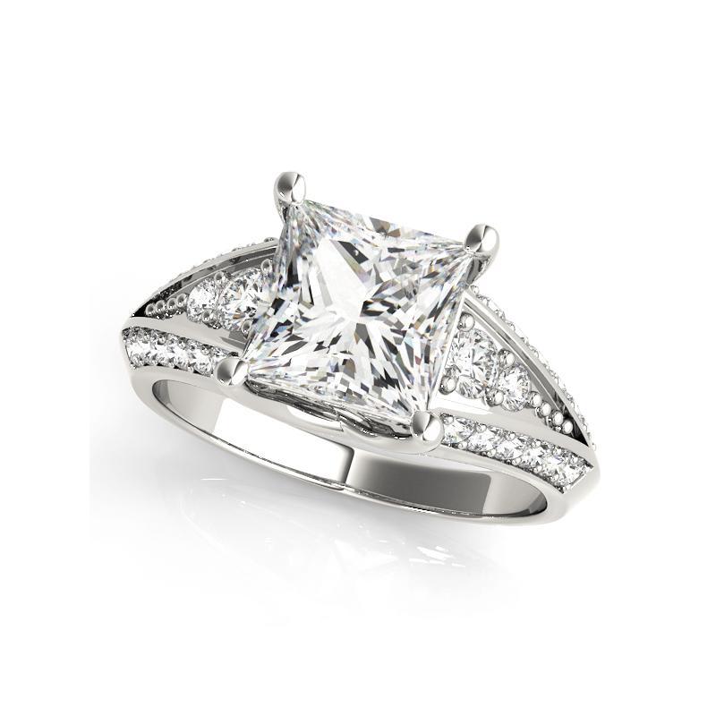 GIA 1,00ct Prinzessin Solitär Multi-Row Beveled Shank Weißgold Diamantring (Carréschliff) im Angebot
