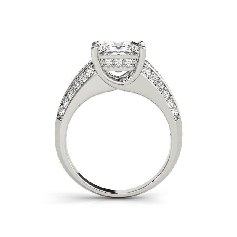 GIA 1,00ct Prinzessin Solitär Multi-Row Beveled Shank Weißgold Diamantring im Zustand „Neu“ im Angebot in New York, NY