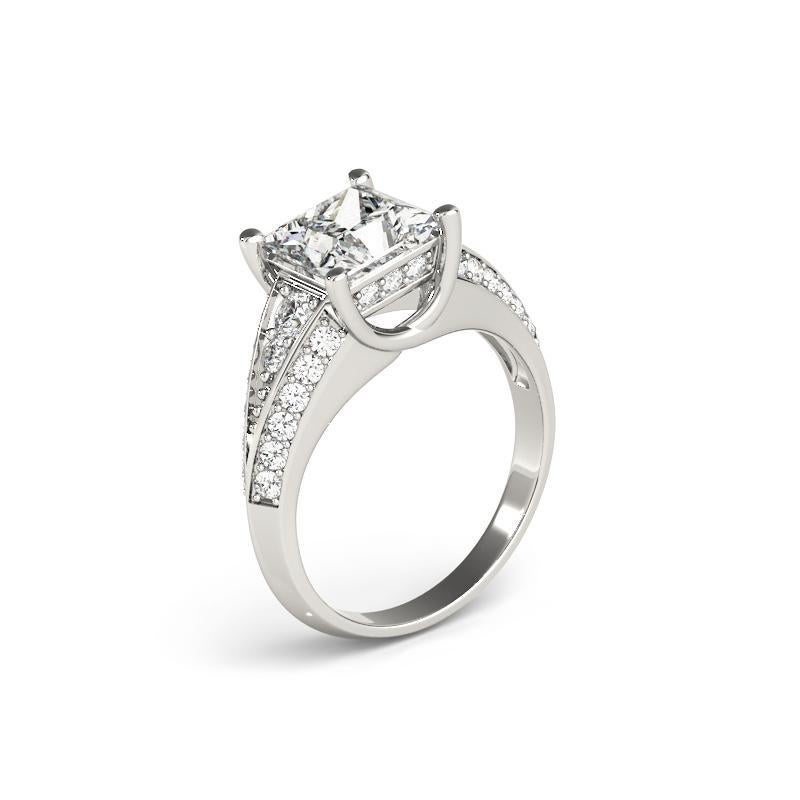 GIA 1,00ct Prinzessin Solitär Multi-Row Beveled Shank Weißgold Diamantring Damen im Angebot