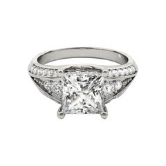 GIA 1,00ct Prinzessin Solitär Multi-Row Beveled Shank Weißgold Diamantring