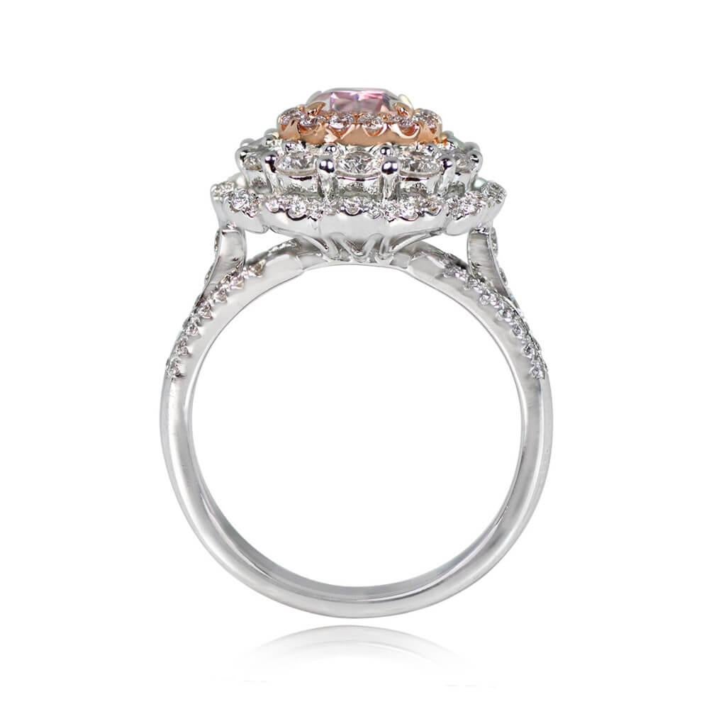 Women's GIA 1.00ct Radiant Cut Fancy Diamond Engagement Ring,  18k Rose Gold &White Gold For Sale