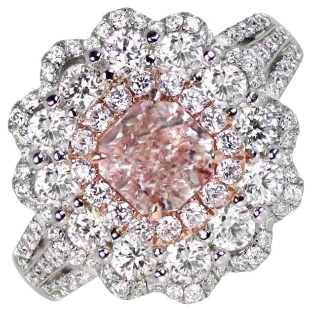 GIA 1.00ct Radiant Cut Fancy Diamond Engagement Ring,  18k Rose Gold &White Gold For Sale