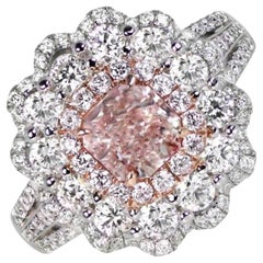 GIA 1.00ct Radiant Cut Fancy Diamond Engagement Ring,  18k Rose Gold &White Gold
