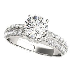 GIA 1,00ct Runde Solitär Doppelkanal Chevron Weißgold Diamantring