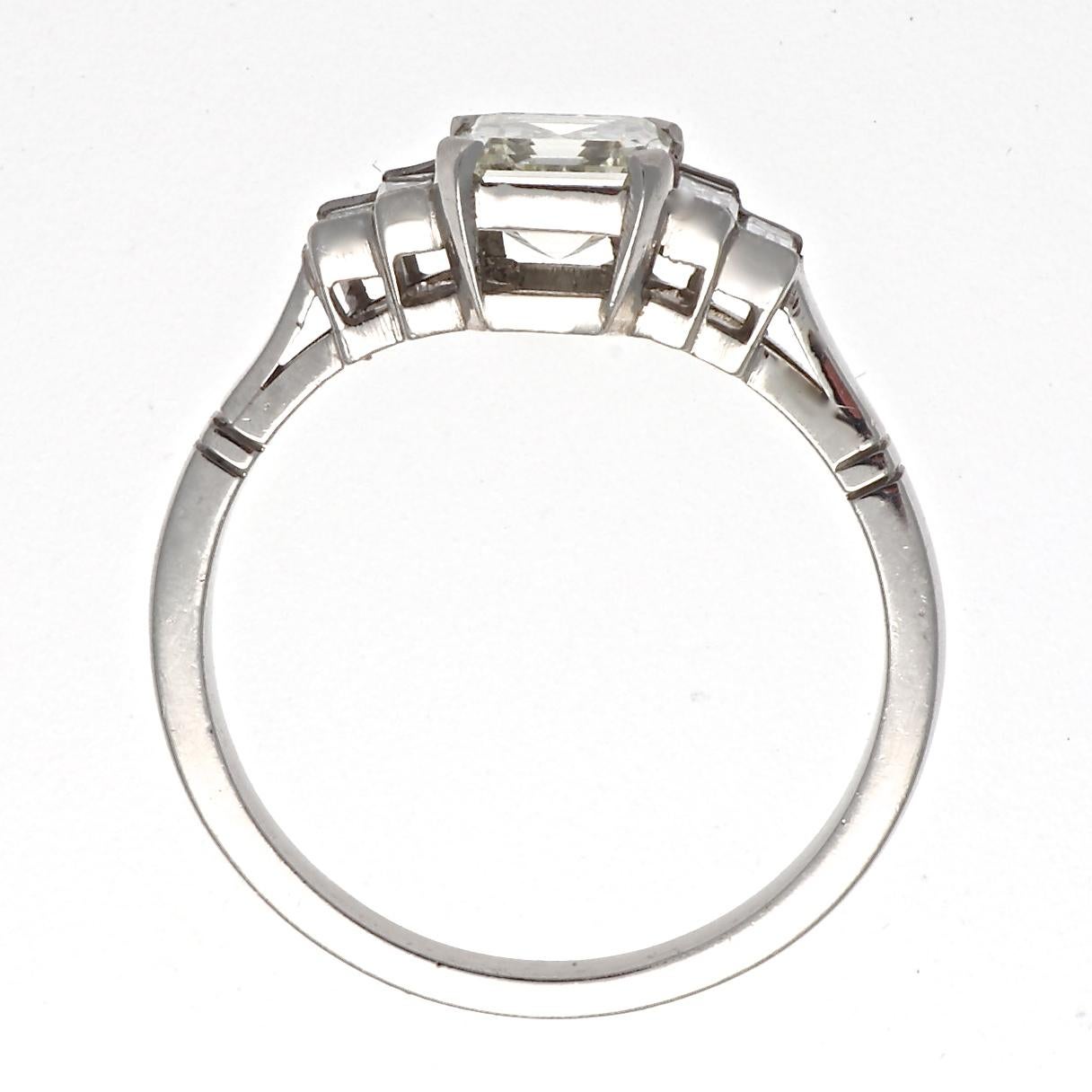 Women's GIA 1.01 Carat Asscher Cut Diamond Platinum Engagement Ring