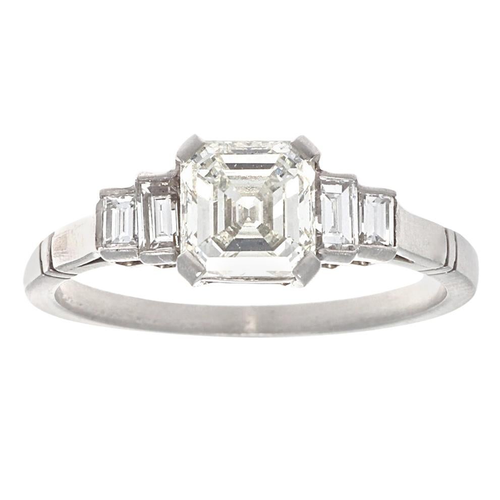 GIA 1.01 Carat Asscher Cut Diamond Platinum Engagement Ring