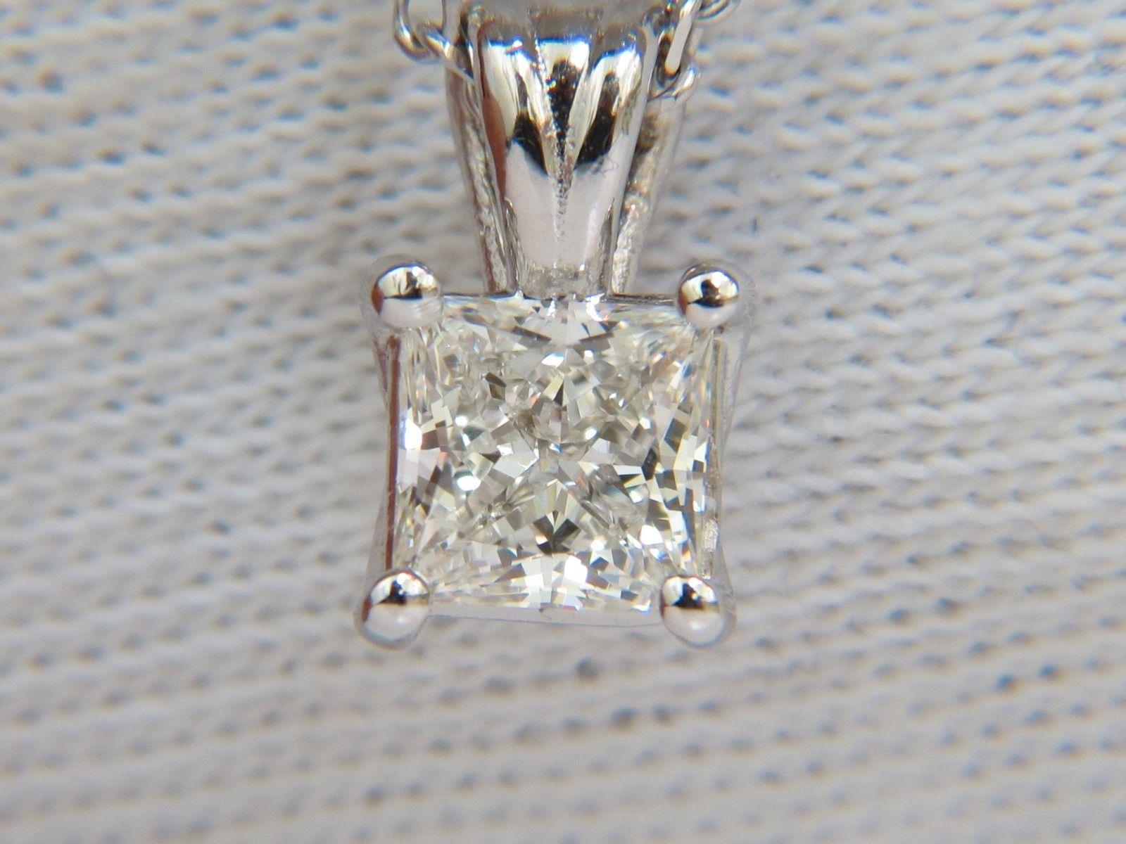 GIA 1.01 Carat Brilliant Princess Cut Diamond Solitaire Pendant H/VVS1 14 Karat For Sale 1