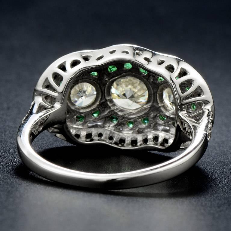 GIA 1.01 Carat Diamond Emerald Onyx Cocktail Ring In New Condition In Bangkok, TH
