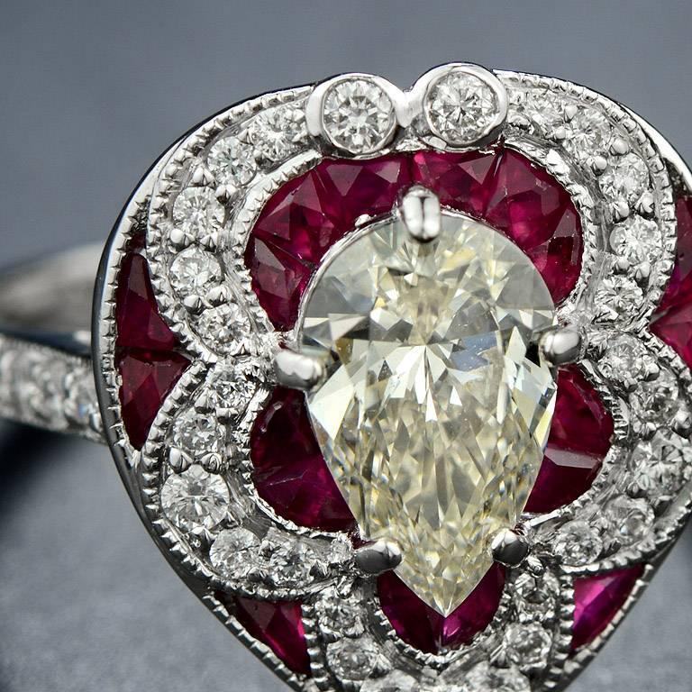 Women's GIA 1.01 Carat Diamond Ruby Cocktail Ring