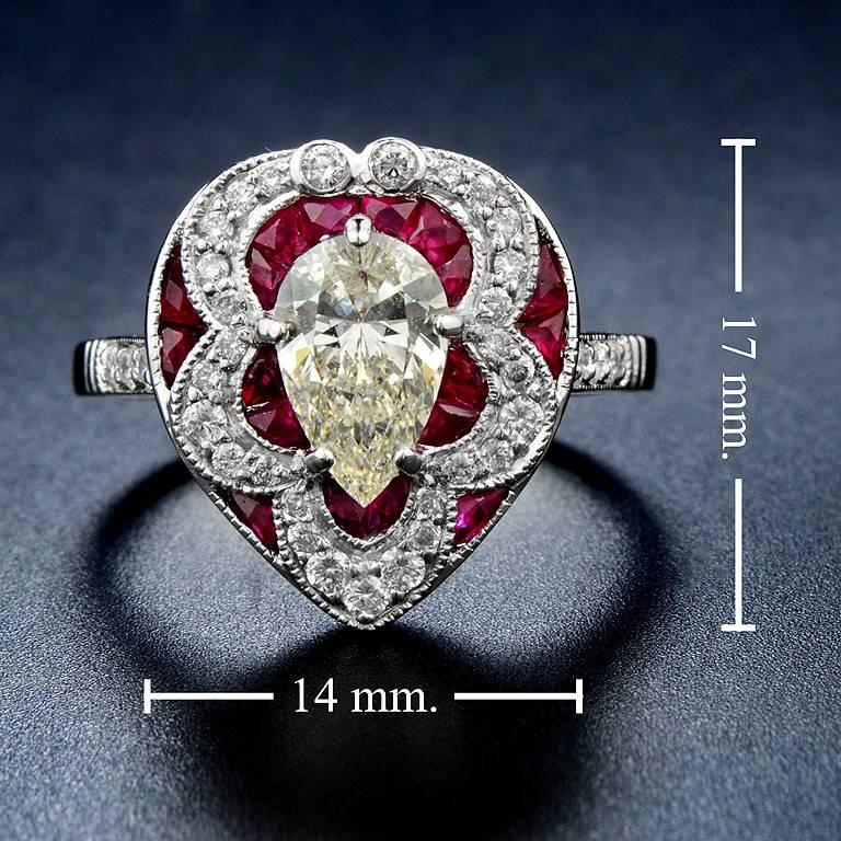 GIA 1.01 Carat Diamond Ruby Cocktail Ring 1