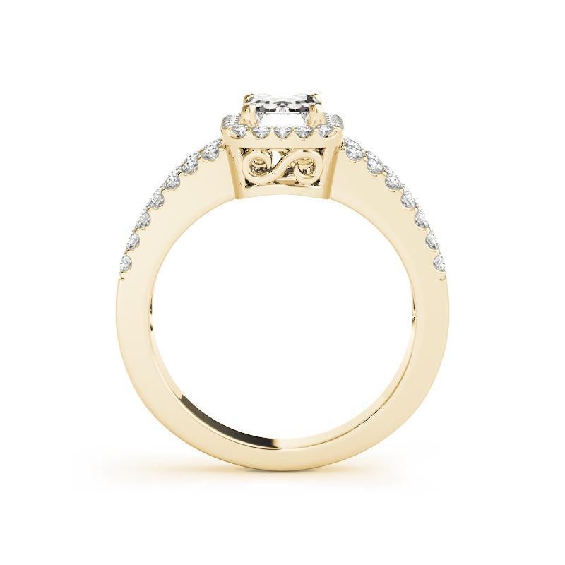 GIA 1,01 Carati Halo Radiant Filigree Split Shank Anello con diamanti in oro giallo 18 carati In condizioni Nuovo in vendita a New York, NY