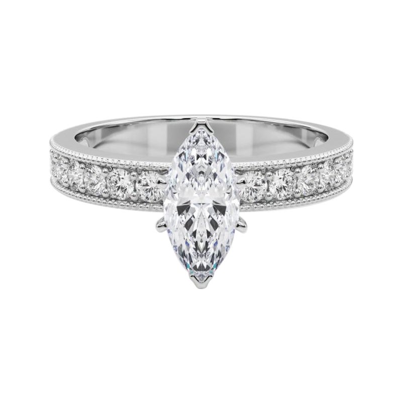 GIA 1,01 Karat Marquise Vintage Milgrain Kanal  Diamantring