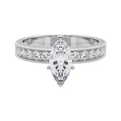 GIA 1,01 Karat Marquise Vintage Milgrain Kanal  Diamantring