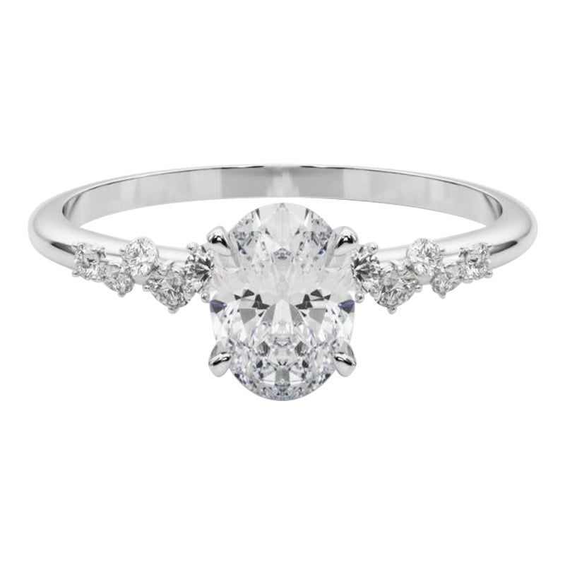 GIA 1.01 Karat Oval Cluster Trellis Solitaire  Diamantring