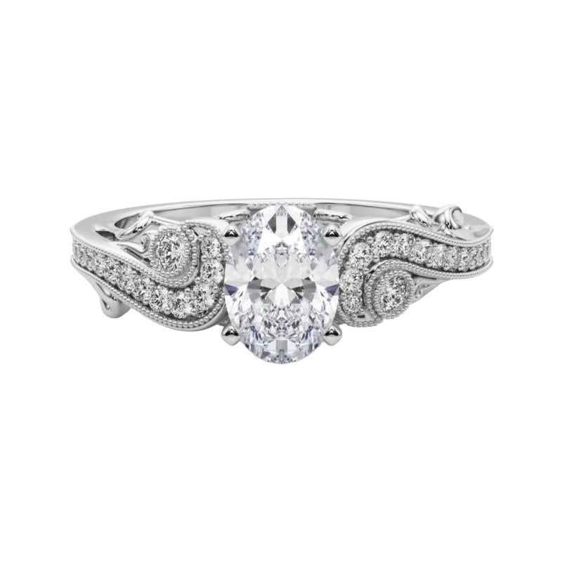 GIA 1,01 Karat Oval Drei-Stein-gekrümmt Bypass  Diamantring