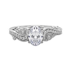 GIA 1,01 Karat Oval Drei-Stein-gekrümmt Bypass  Diamantring
