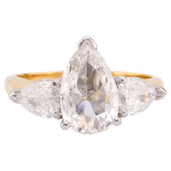 Bague de fiançailles en or jaune 18 carats GIA 1,01 carat diamant taille poire