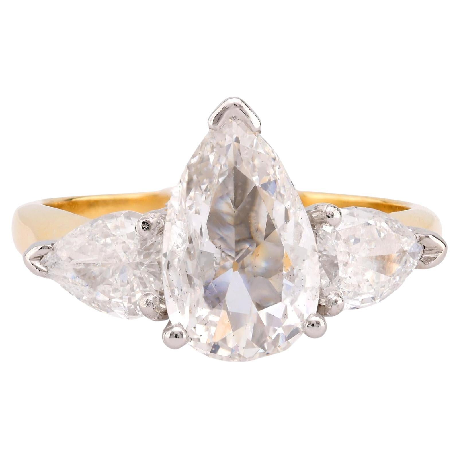 GIA 1,01 Karat Diamant im Birnenschliff 18K Gelbgold Verlobungsring