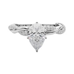 GIA 1,01 Carat Pear Twisted Pave Braided Band (anello con diamanti in oro bianco 18K)