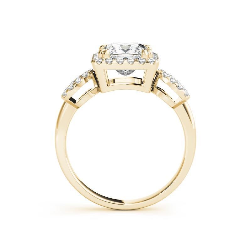 GIA 1,01 Carati Principessa Quadrata e Pera Anello con diamante a tripla aureola in oro giallo 18K In condizioni Nuovo in vendita a New York, NY
