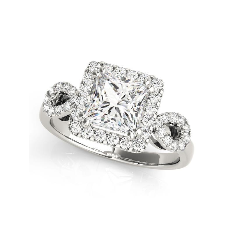 Taglio princess GIA 1,01 Carati Principessa Quadrata e Pera Tripla Aureola  Anello con diamante in vendita