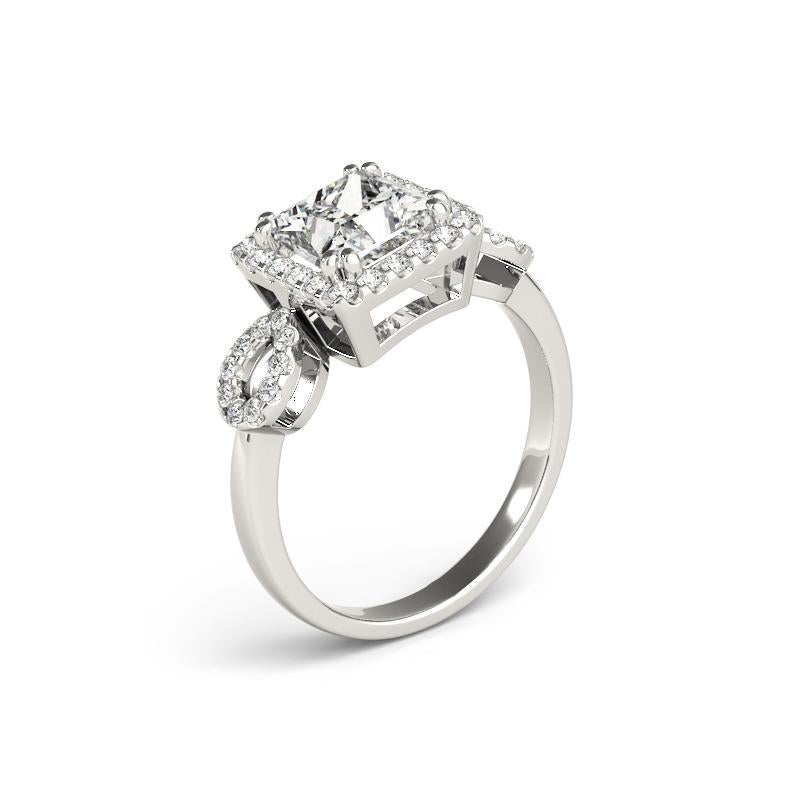 Donna GIA 1,01 Carati Principessa Quadrata e Pera Tripla Aureola  Anello con diamante in vendita