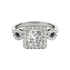 GIA 1.01 Carat Princess Square & Pear Triple Halo  Diamond Ring