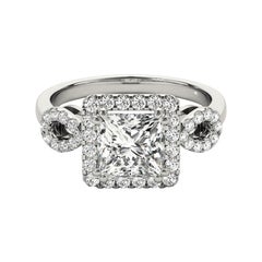 GIA 1.01 Carat Princess Square & Pear Triple Halo  Diamond Ring