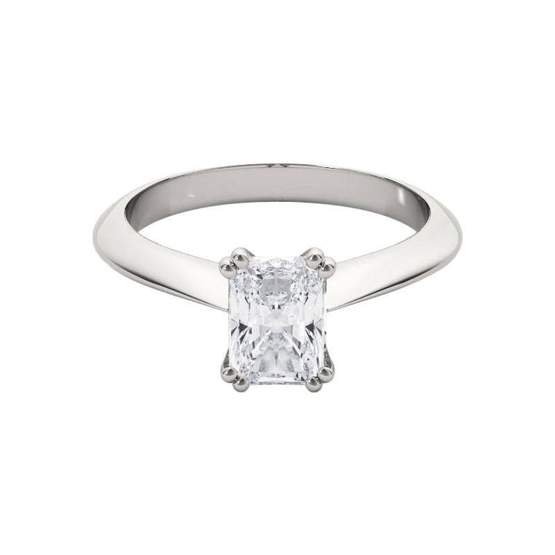 GIA 1.01 Quilates Solitario Radiante Tulipán Catedral  Anillo de diamantes