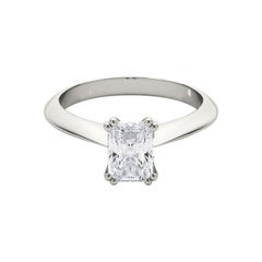 GIA 1.01 Quilates Solitario Radiante Tulipán Catedral  Anillo de diamantes