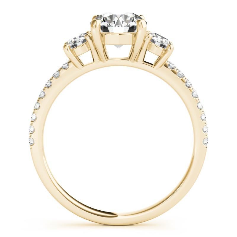 GIA Anillo de diamantes de oro amarillo de 18 quilates con pavé de tres piedras redondas de 1,01 quilates Corte redondo en venta