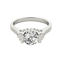 GIA 1.01 Carat Round Decorated Gallery Art Deco 18K White Gold Diamond Ring GIA 1.01 Carat Round Decorated Gallery Art Deco 18K White Gold Diamond Ring