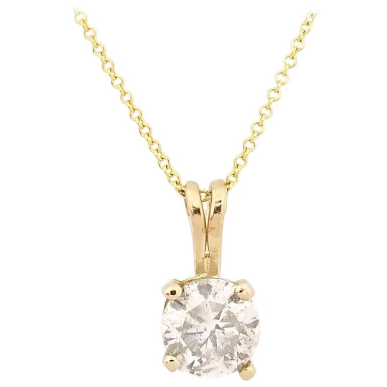GIA 1.01 Carat Round Diamond Pendant 14 Karat Yellow Gold For Sale at ...