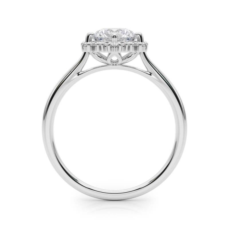 GIA 1.01 Carat Round Icicle Flower Cluster Halo  Bague en diamant Neuf - En vente à New York, NY