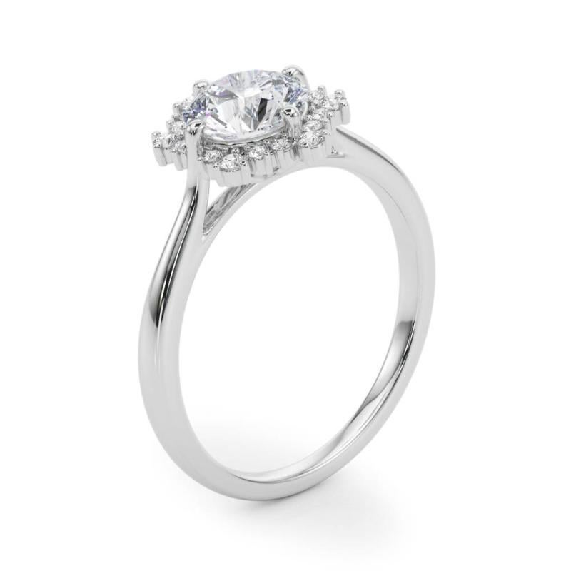 GIA 1.01 Carat Round Icicle Flower Cluster Halo  Bague en diamant Pour femmes en vente