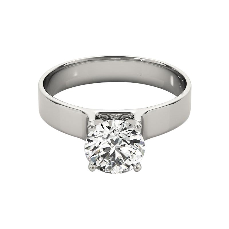 GIA 1.01 Carat Round Modern Cathedral Solitaire  Diamond Ring