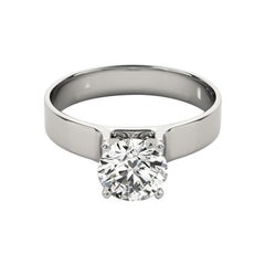 GIA 1.01 Carat Round Modern Cathedral Solitaire  Diamond Ring
