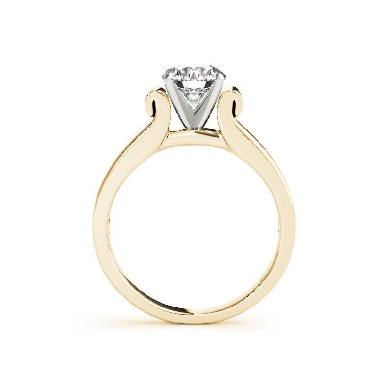 Taglio rotondo GIA Anello con diamante rotondo solitario da 1,01 carati a fascia larga in oro giallo 18K in vendita
