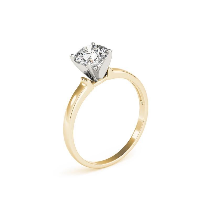 GIA 1.01 Carat Round Solitaire Square Edge Band 18K Yellow Gold Diamond Ring Pour femmes en vente