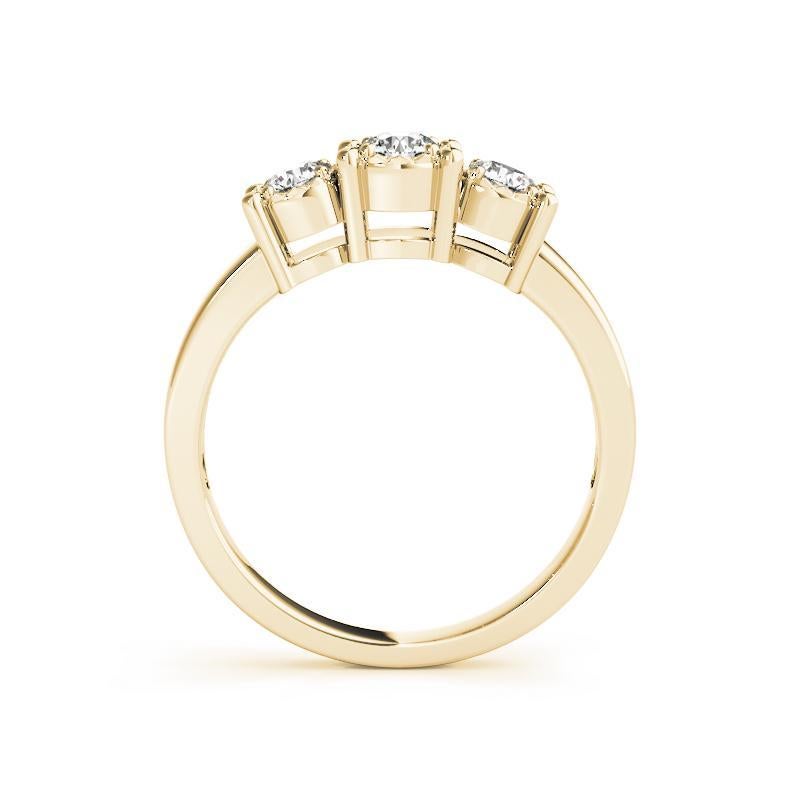 GIA Anello con diamante rotondo a tre pietre miracolose in oro giallo 18 carati da 1,01 carati In condizioni Nuovo in vendita a New York, NY