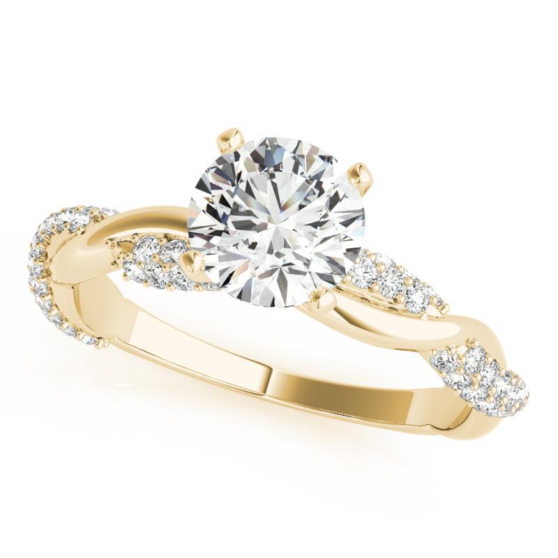 GIA 1,01 Carati Tondo con Pave intrecciato Anello con diamanti in oro giallo 18K In condizioni Nuovo in vendita a New York, NY