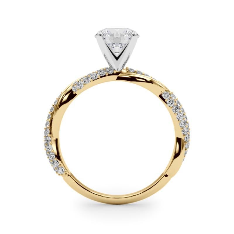 Donna GIA 1,01 Carati Tondo con Pave intrecciato Anello con diamanti in oro giallo 18K in vendita
