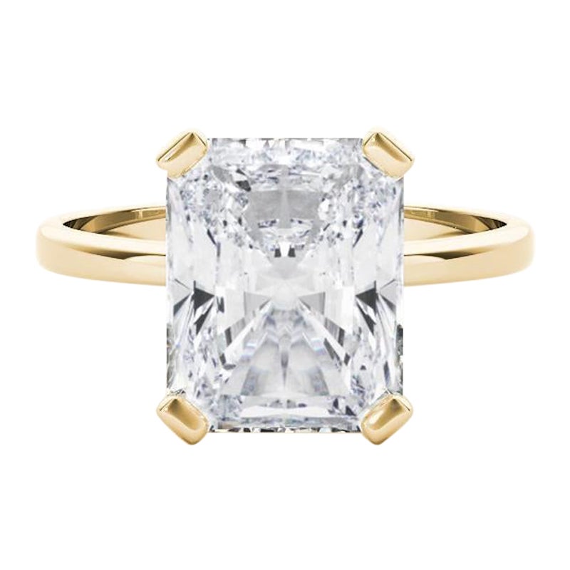 GIA 1,01 Carati Solitario Radiante a 4 Punte in Oro Giallo 18K Anello di Diamanti in vendita