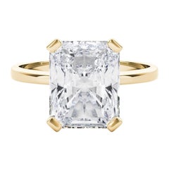 GIA 1.01 Carat Solitaire Radiant 4-Prong Basket 18K Yellow Gold Diamond Ring