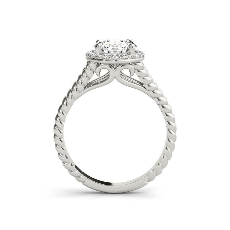 GIA 1.01 Karat Gedrehtes Seil mit geteiltem Schaft Oval Halo  Diamantring im Zustand „Neu“ im Angebot in New York, NY
