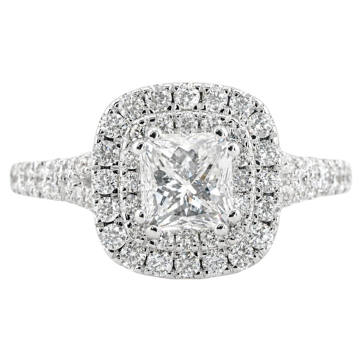 GIA 1.01 Ct E VS2 Radiant Cut Engagement Ring 14K White Gold For Sale