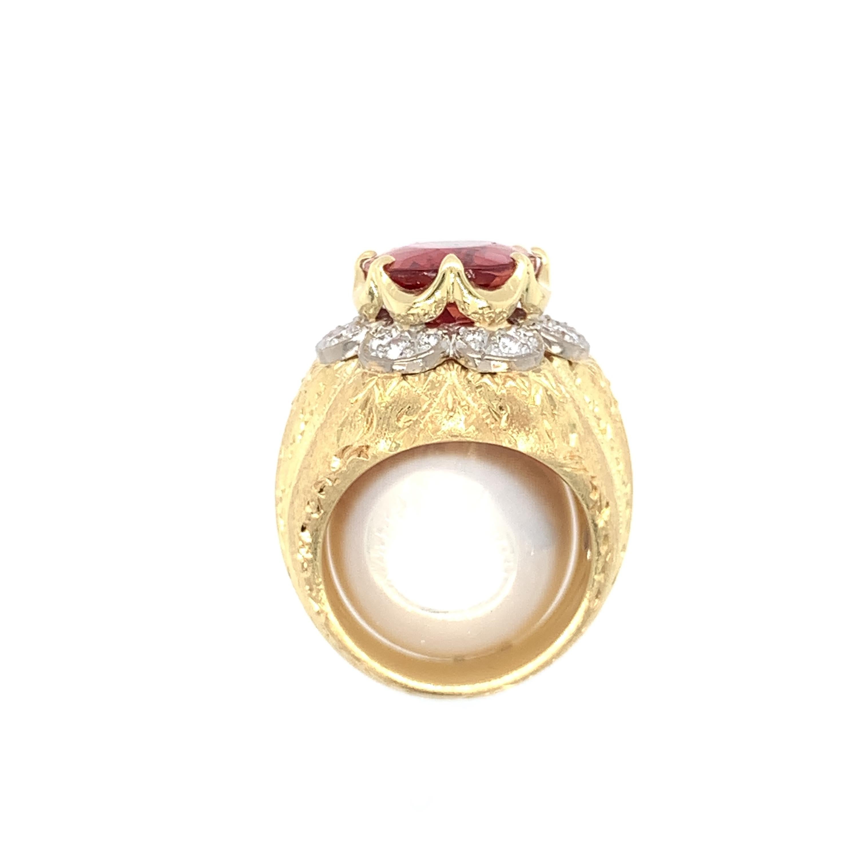 Women's or Men's GIA Certified 10.13 Carat Imperial Topaz and Diamond Cocktail Ring in 18k Gold For Sale