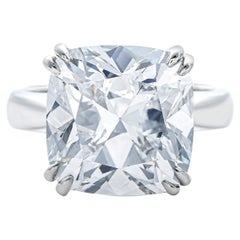 GIA 10.15 Carat E VS2 Cushion Brilliant Diamond Platinum Solitaire Ring